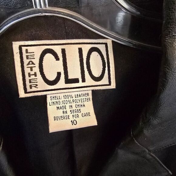 Clio Womens Leather Jacket Size 10 Coat Black Long Duster Gothic Western - Picture 6 of 6